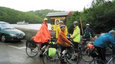 Waiting for the ferry in the rain.