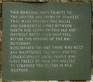 Shap Memorial Plaque Detail.