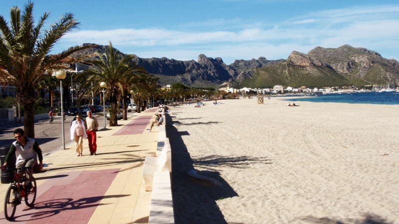 April 2009: the promenade and beach-front along Puerto de Pollensa.